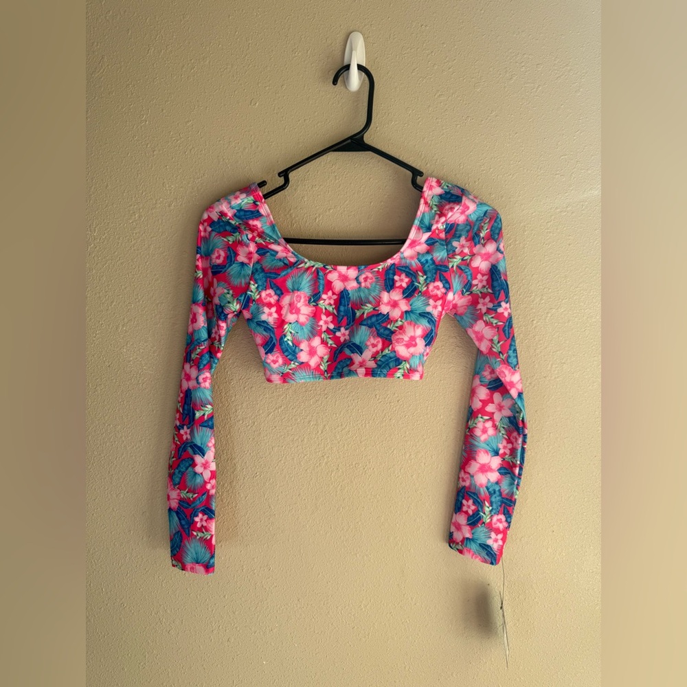 Art Class NWT Girls Youth Floral Long Sleeve UPF 50+ Swim Top L (10/12)